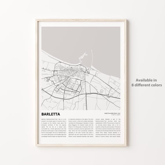 Barletta Map Print Travel Wall Decor Art Barlettaandriatrani Housewarming Gift Personalized Poster