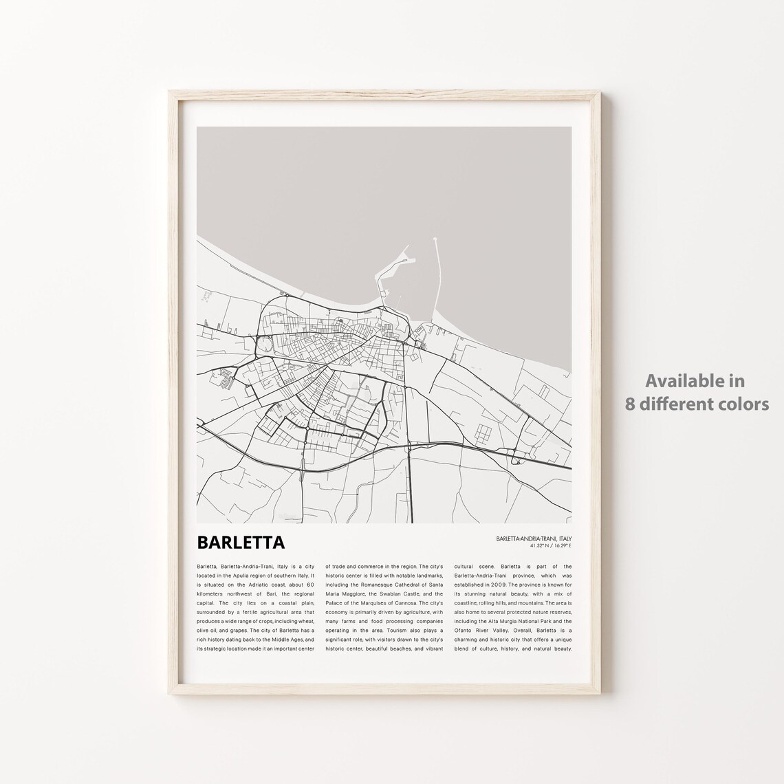 Barletta Italy Minimalist City Map Line Art Travel Keepsake Poster
