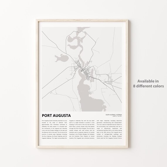 Port Augusta South Australia City Map With History Text Poster