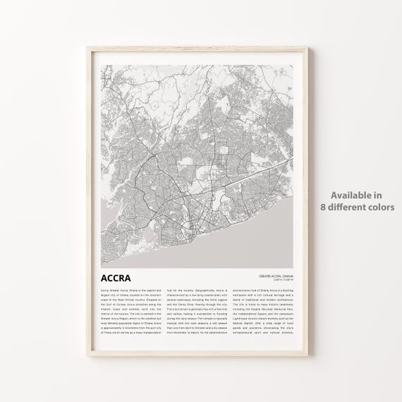 Accra Map Travel Poster, Greater Housewarming Gift