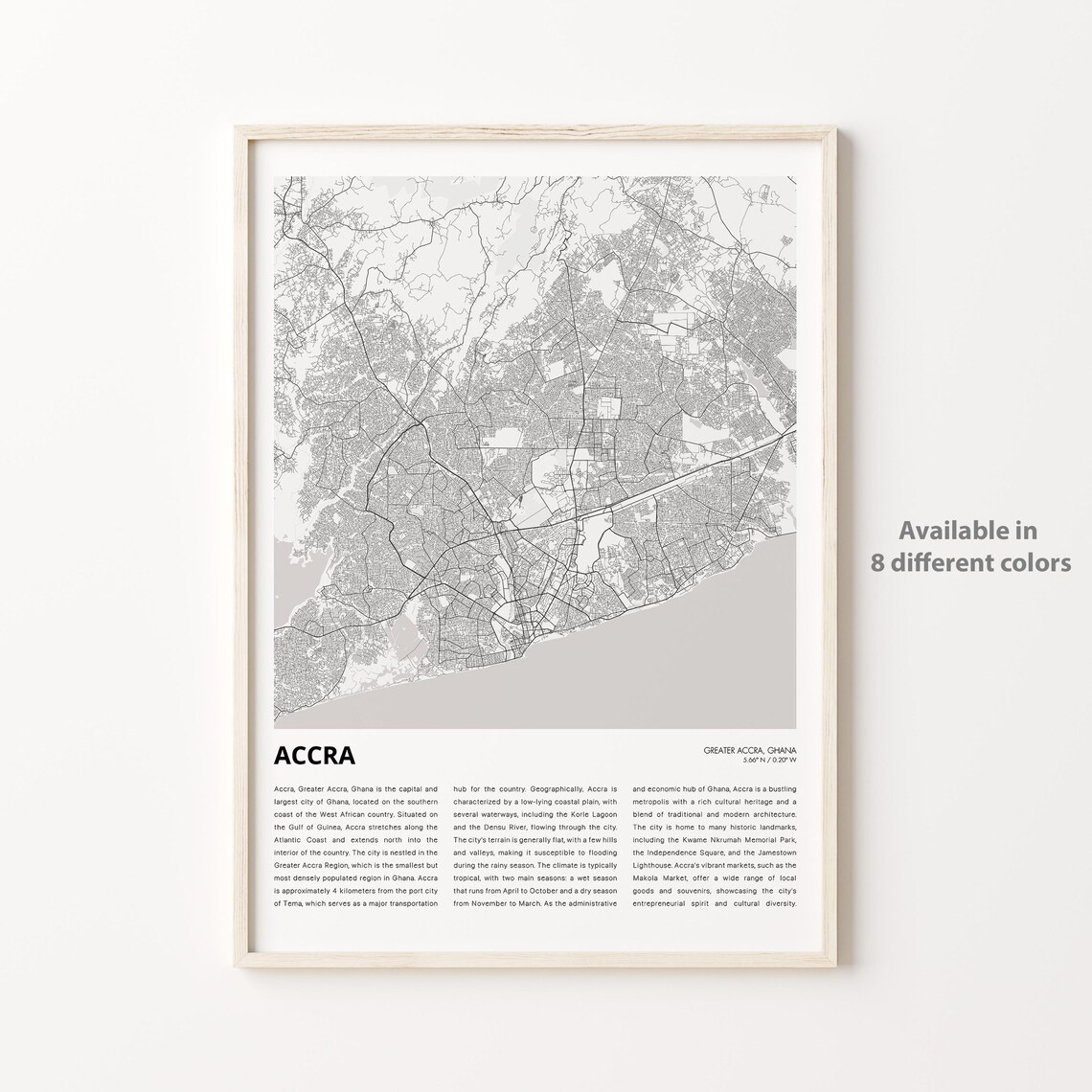 Accra Map Travel Poster, Greater Housewarming Gift