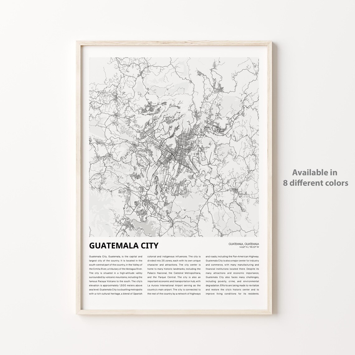 Guatemala City Minimalist City Street Map Travel Keepsake Poster