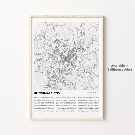 Guatemala City Map Print Travel Wall Decor Art Housewarming Gift