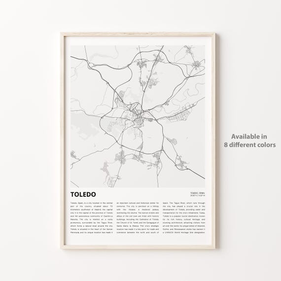 Toledo Spain Minimalist City Map With City Guide Travel Poster