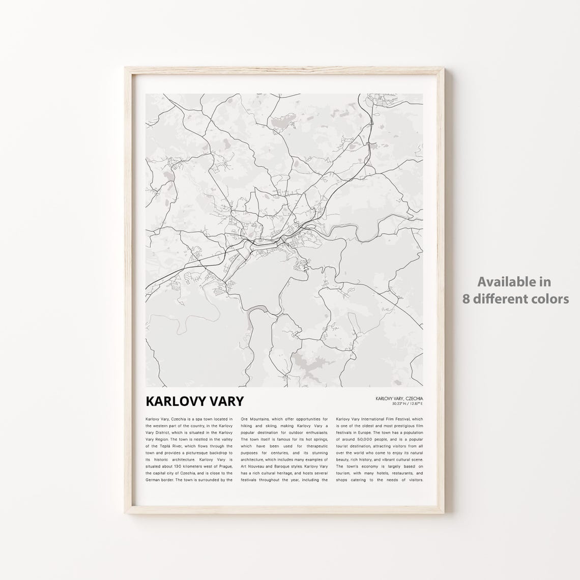 Karlovy Vary Map Print Travel Wall Decor Art Housewarming Gift