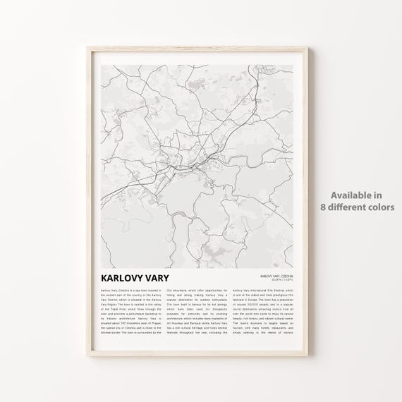 Karlovy Vary Map Print Travel Wall Decor Art Housewarming Gift