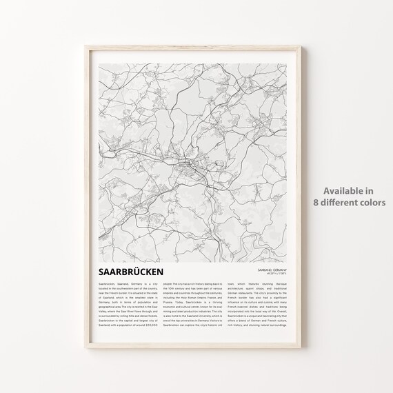 Saarbrucken Germany Minimalist City Street Map Travel Poster