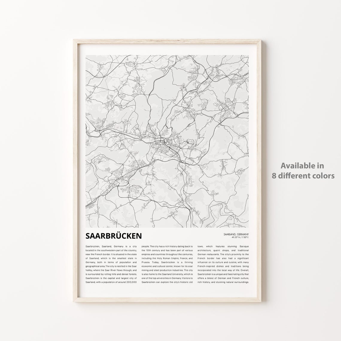 Saarbrucken Germany Minimalist City Street Map Travel Poster