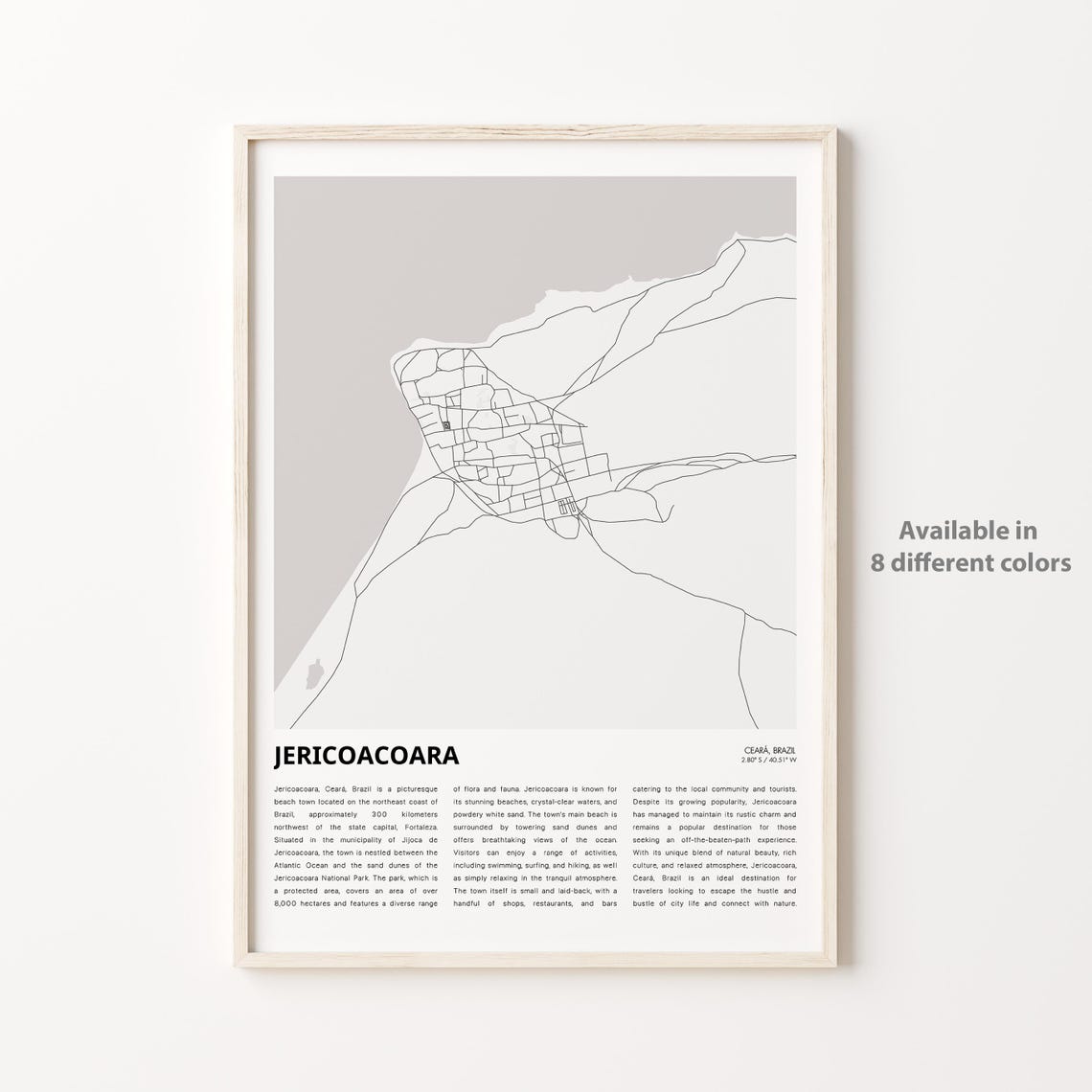Jericoacoara Map Print Travel Wall Decor Art Cear Housewarming Gift
