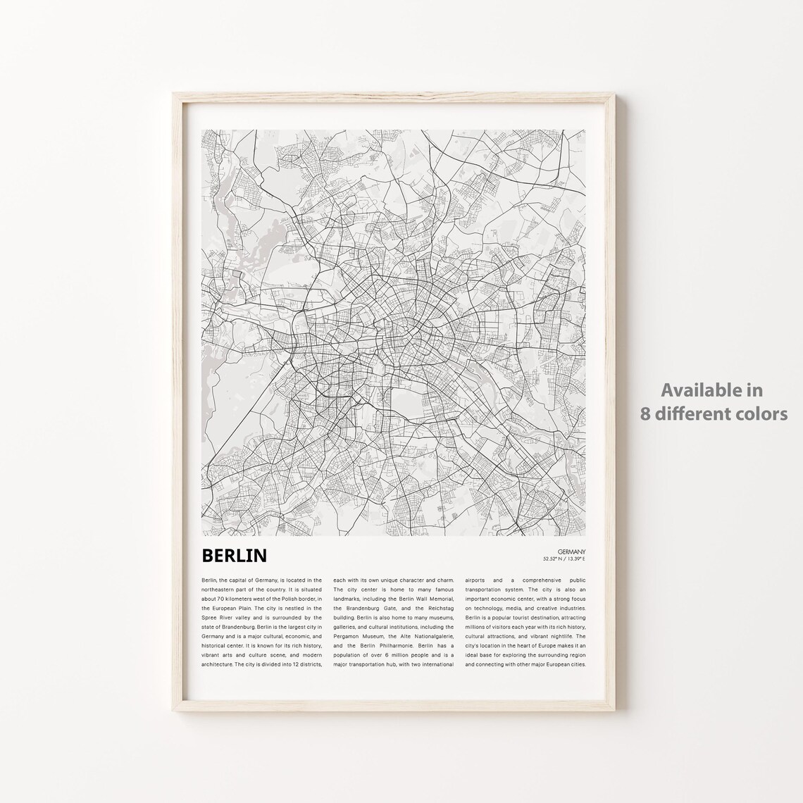 Berlin Germany Minimalist City Street Map Poster For Travelers