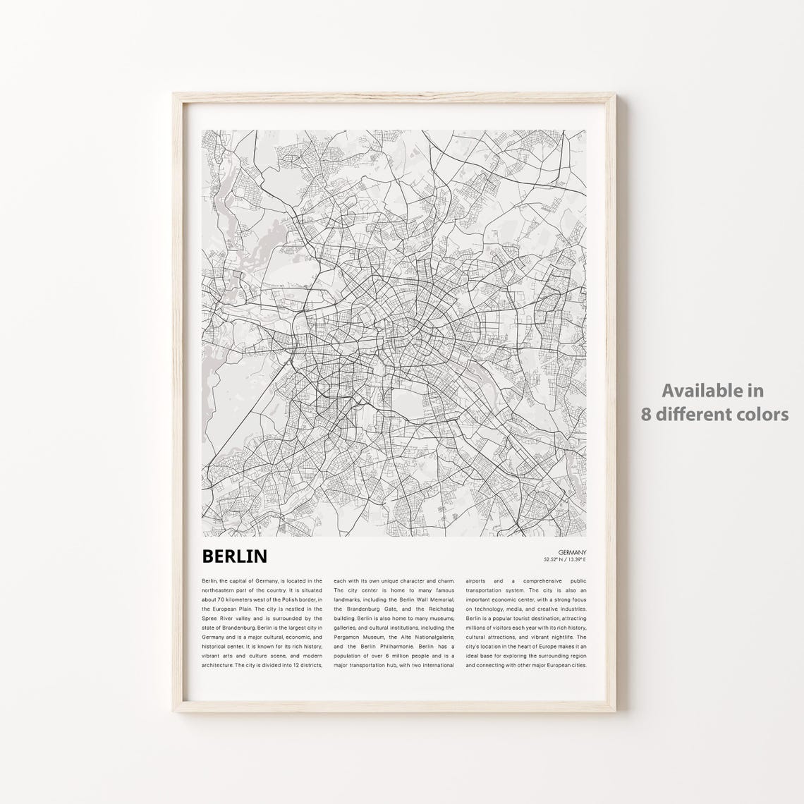 Berlin Map Print Travel Wall Decor Art Housewarming Gift