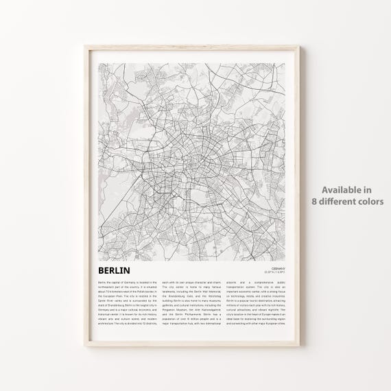 Berlin Map Print Travel Wall Decor Art Housewarming Gift