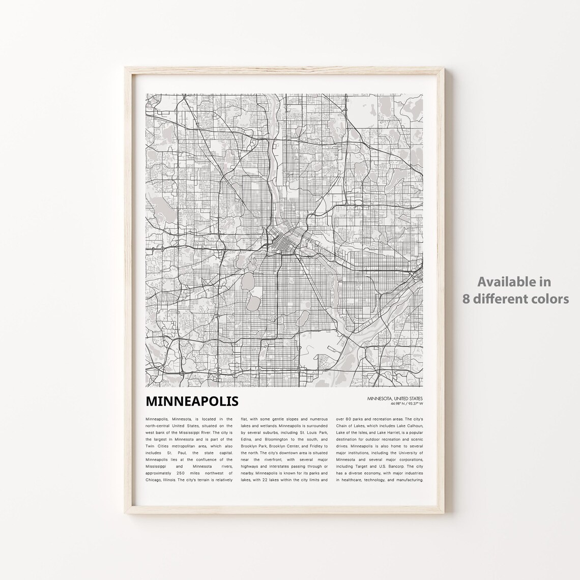 Minneapolis Minnesota City Map Minimalist Street Line Art Poster