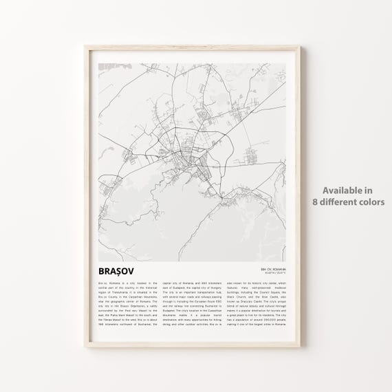 Braov Map Print Travel Wall Decor Art Housewarming Gift