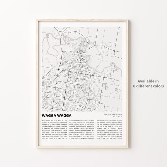 Wagga Wagga New South Wales Australia City Map Line Art Poster