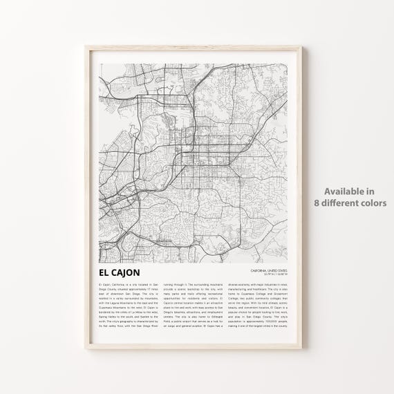 El Cajon Map Print Travel Wall Decor Art Housewarming Gift