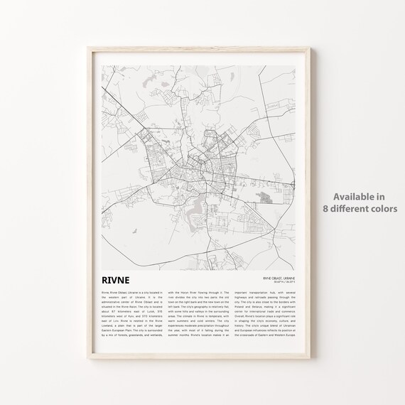 Rivne Ukraine Oblast Minimalist City Street Map Travel Poster