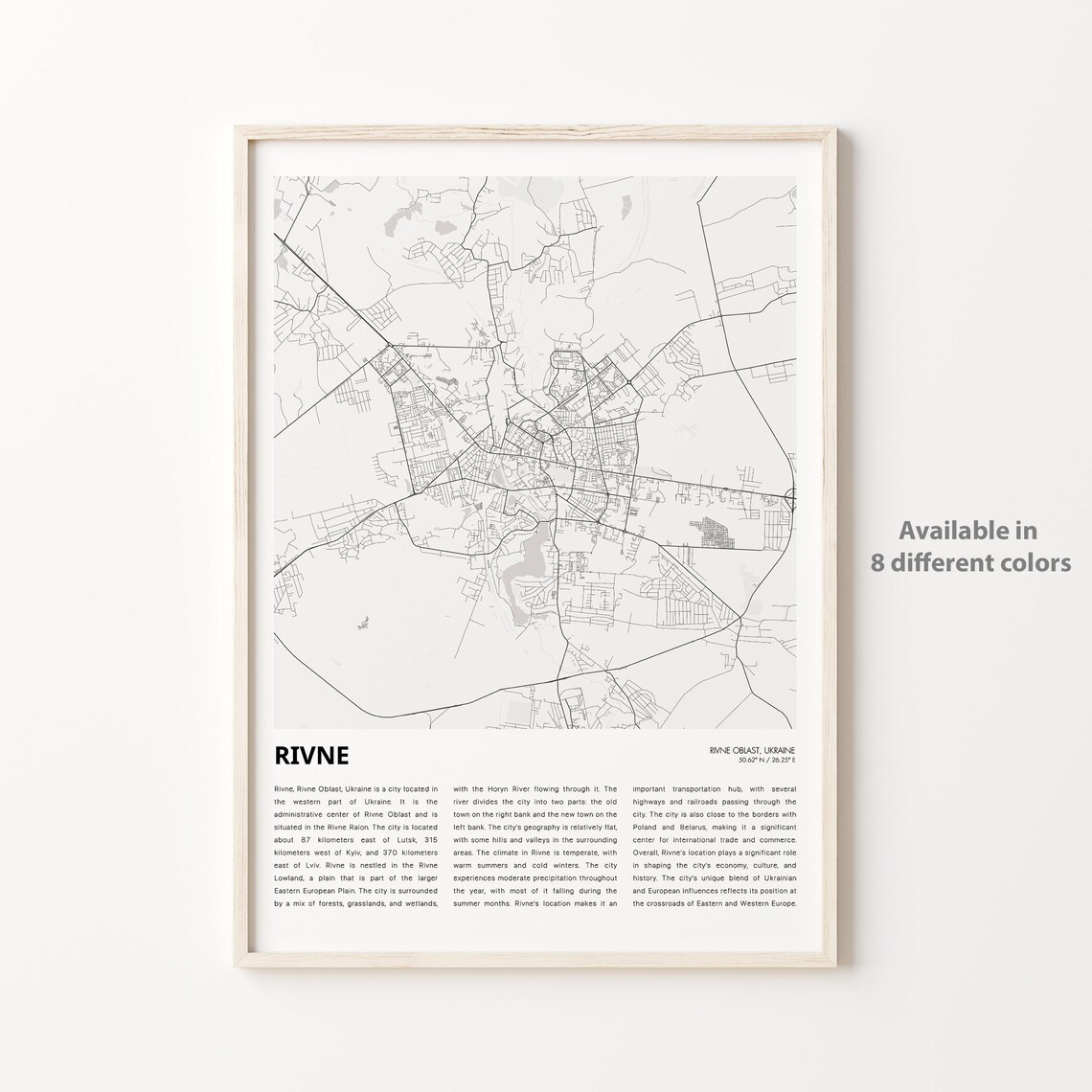 Rivne Ukraine Oblast Minimalist City Street Map Travel Poster