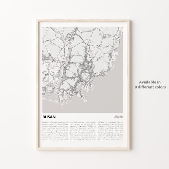 Busan Map Print Travel Wall Decor Art Housewarming Gift