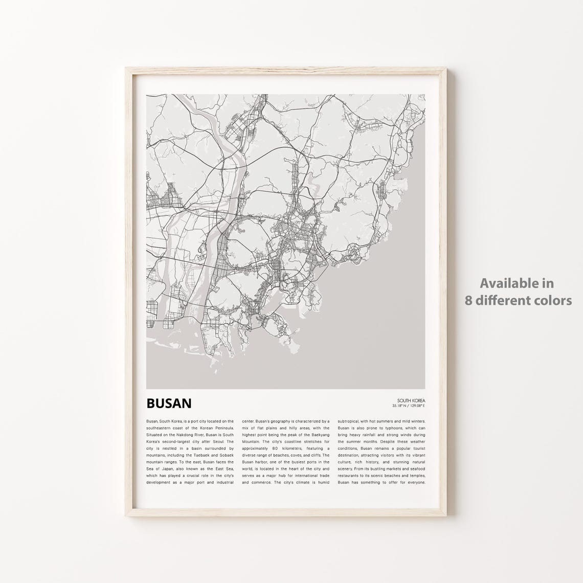 Busan Map Print Travel Wall Decor Art Housewarming Gift