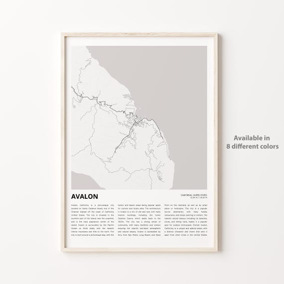 Avalon Map Print Travel Wall Decor Art Housewarming Gift Personalized