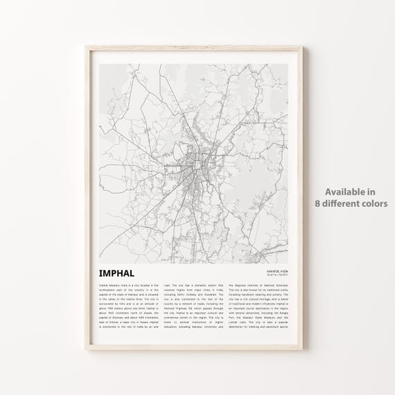 Imphal Map Print Travel Wall Decor Art Manipur Housewarming Gift