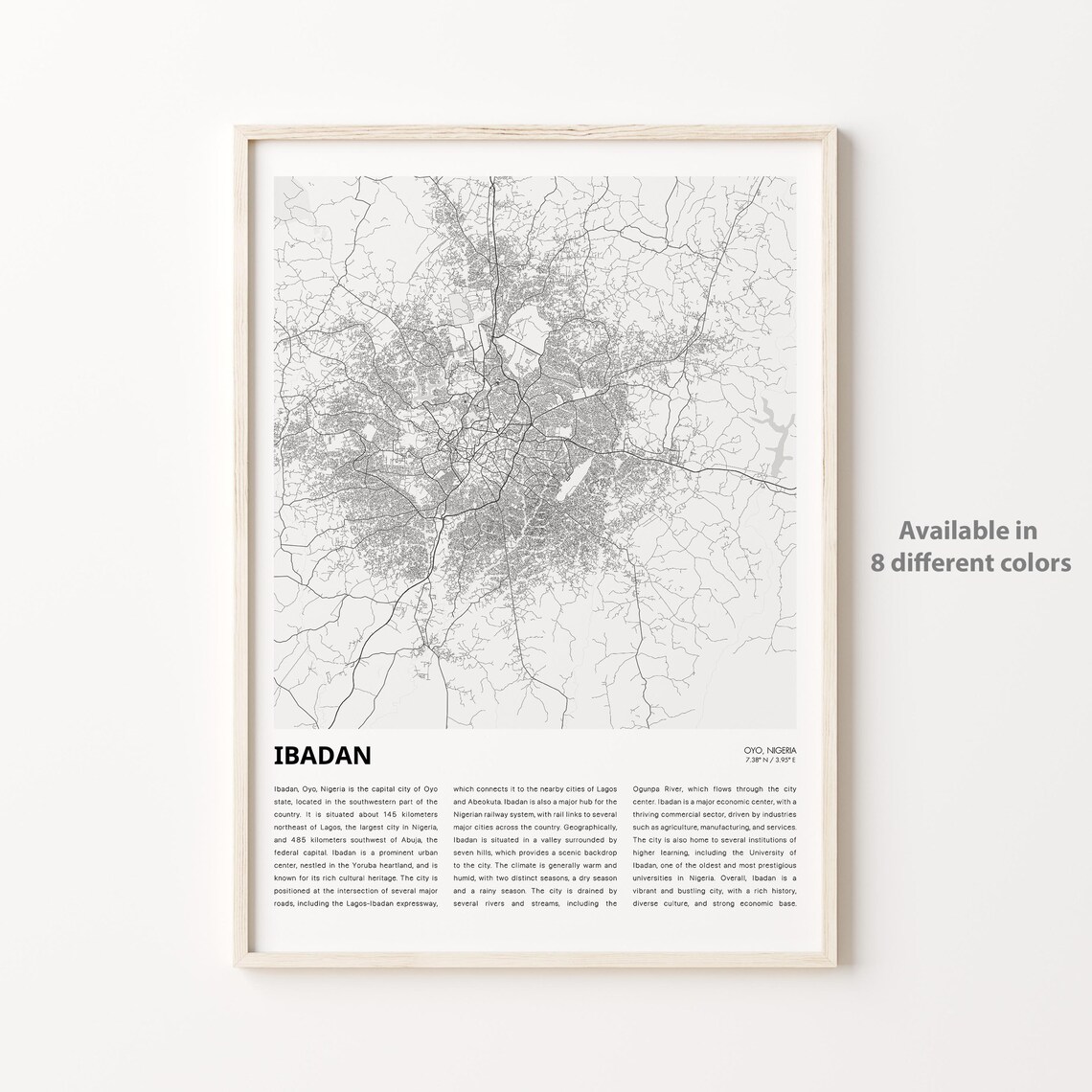 Ibadan Nigeria Oyo City Street Map Minimalist Street Line Print