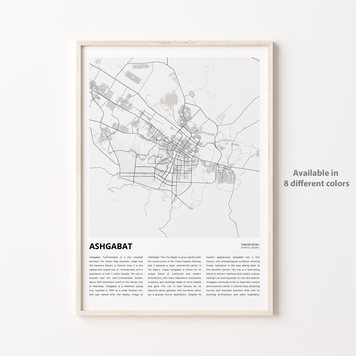 Ashgabat Turkmenistan Minimal City Street Map Housewarming Poster