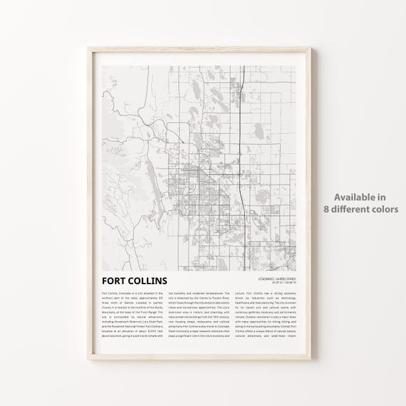 Fort Collins Map Print, Colorado Travel Poster