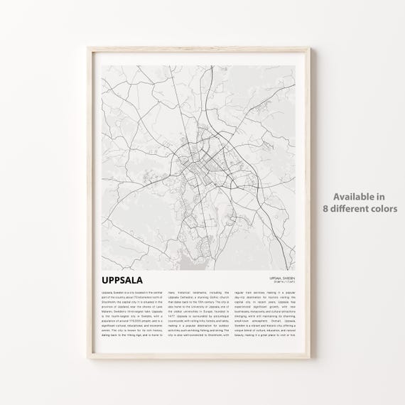 Uppsala Sweden Minimalist City Street Map Line Art Decor Wall Poster