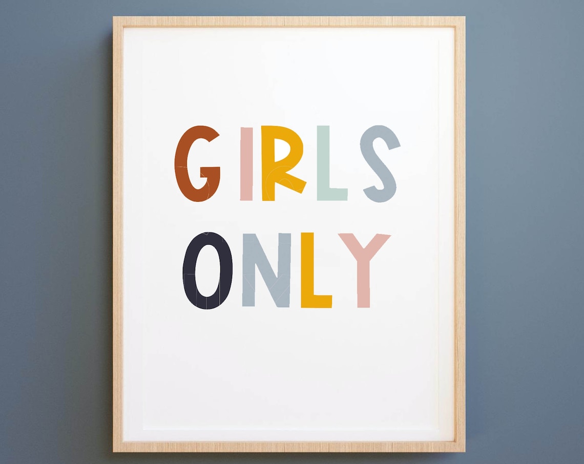 Girls Only Colorful Hand Lettered Nursery Quote Bedroom Poster