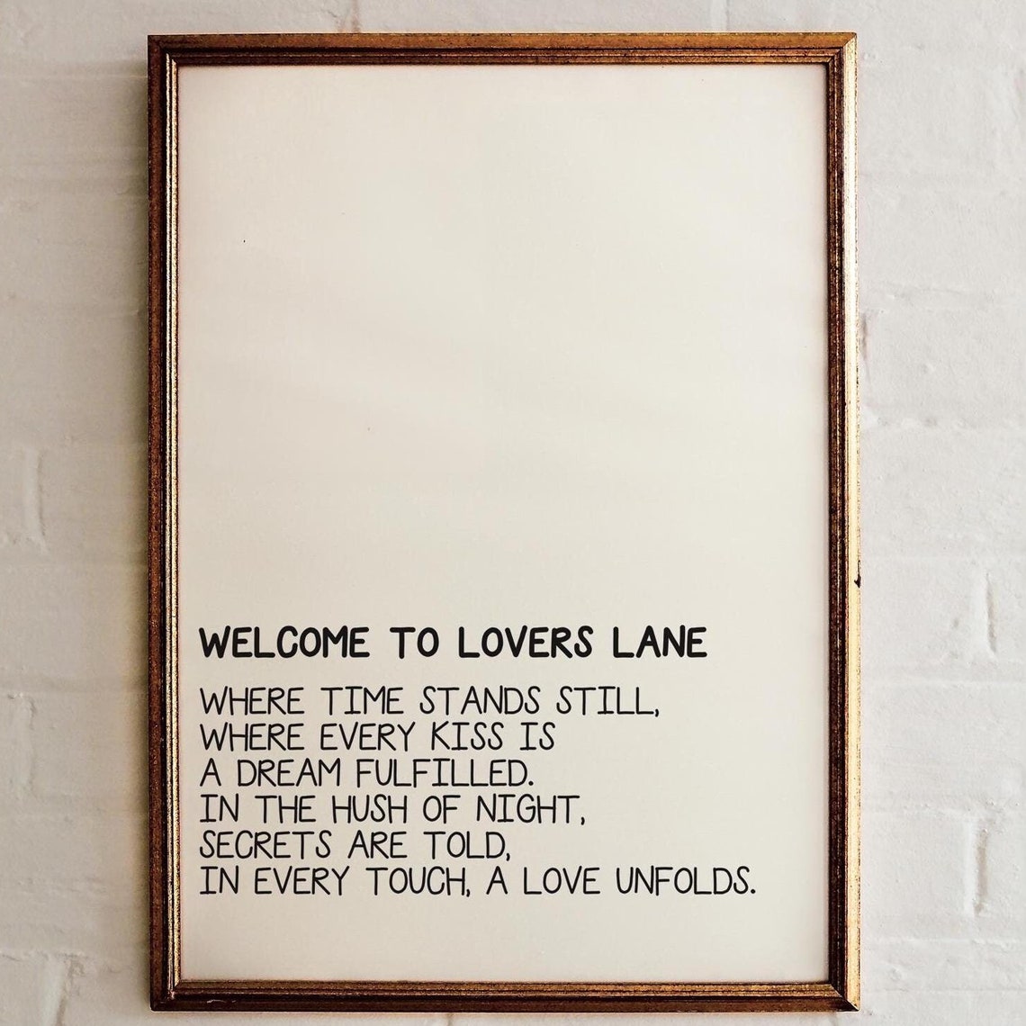 Welcome To Lovers Lane Romantic Poem Minimalist Love Quote Wall Art - Image 2