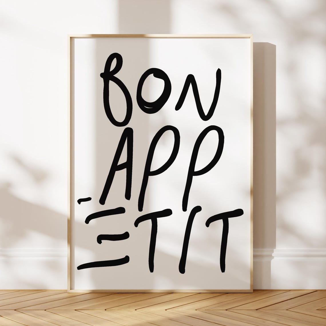 Bon Appetit Hand Lettered Kitchen Quote Poster for Dining Room
