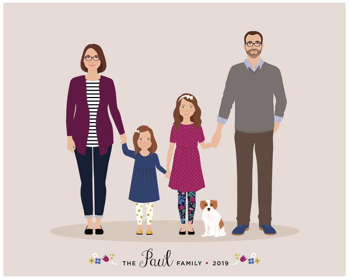 Custom Family Portrait, Personalized Family Art - Image 4