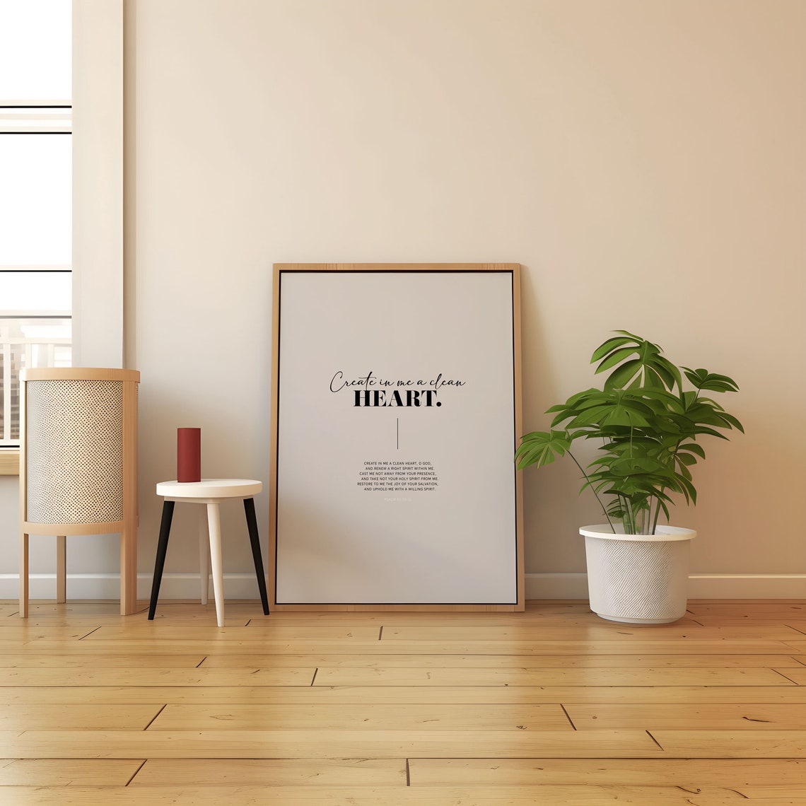 Create In Me A Clean Heart Psalm 51 Bible Verse Wall Art Christian Modern Smart Scripture Poster Typography Home Decor - Image 4