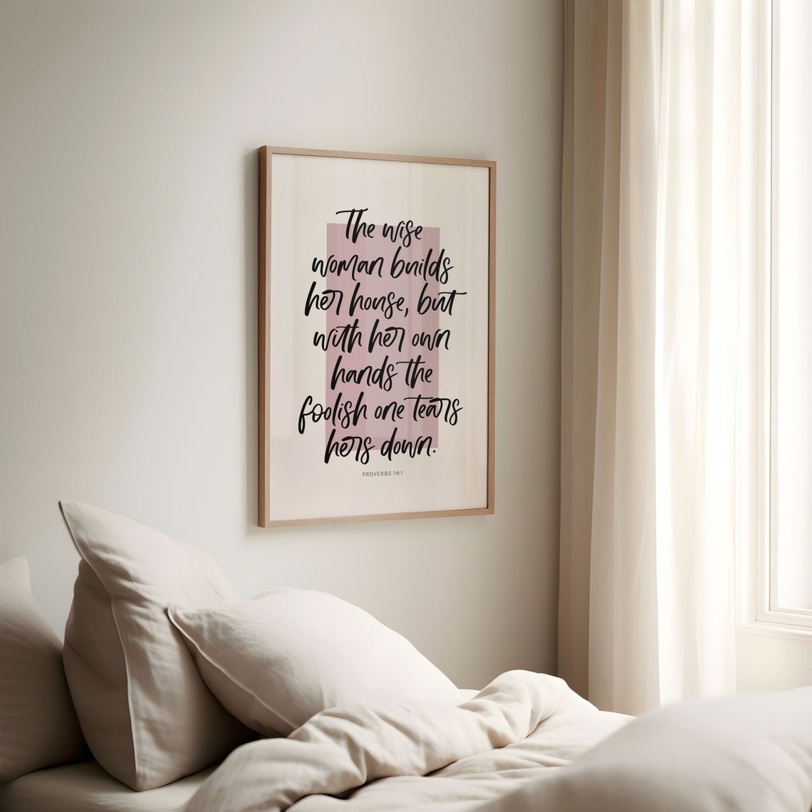 Proverbs 14 1 Bible Verse Print Wise Woman Builds Her House Scripture Instant Contemporary Handwritten Christian Home Decor - Image 6