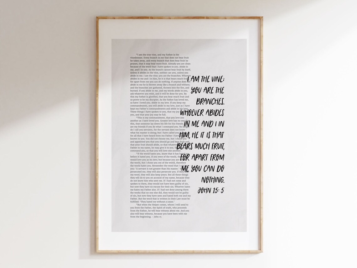 John 15 Scripture Art Print, Christian Faith Wall Art