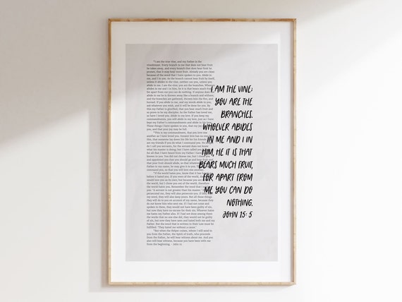 John 15 Scripture Art Print, Christian Faith Wall Art