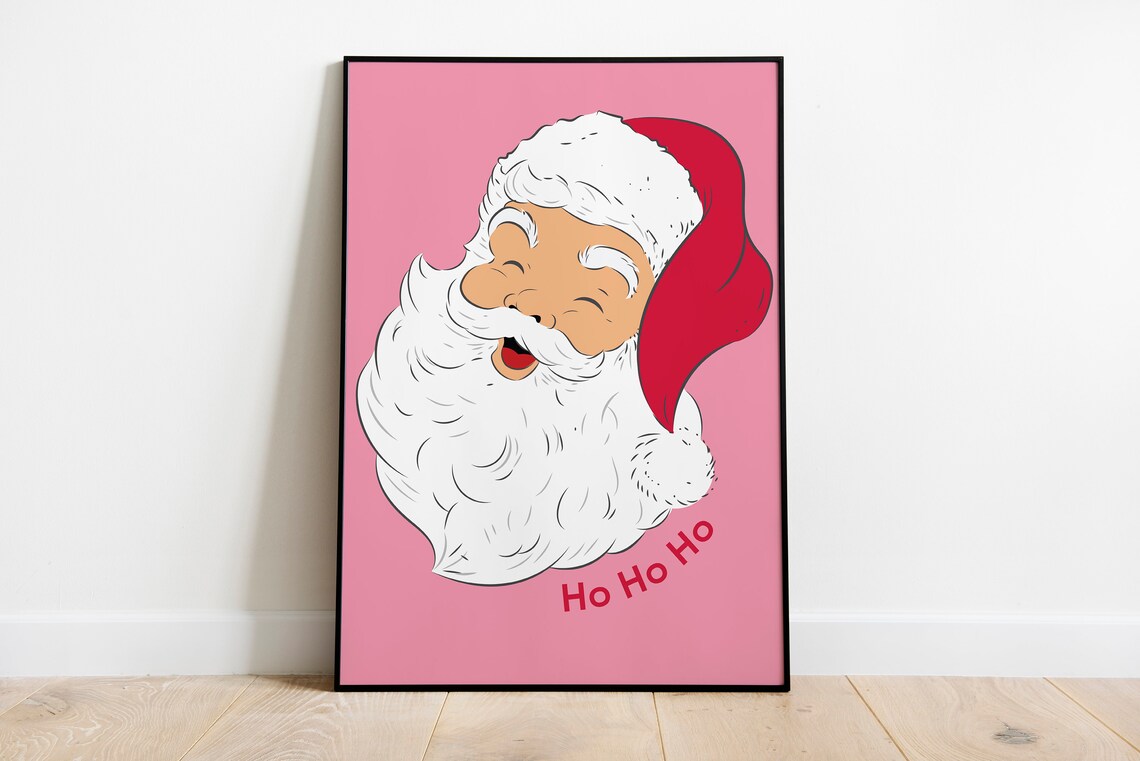 Ho Santa Poster, Vintage Christmas Decor