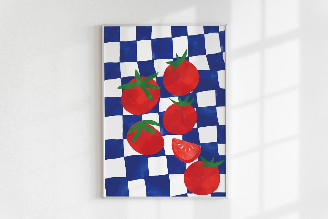 Tomato Wall Art Trendy Poster Illustration Bar Cart Print Kitchen Decor Retro Food