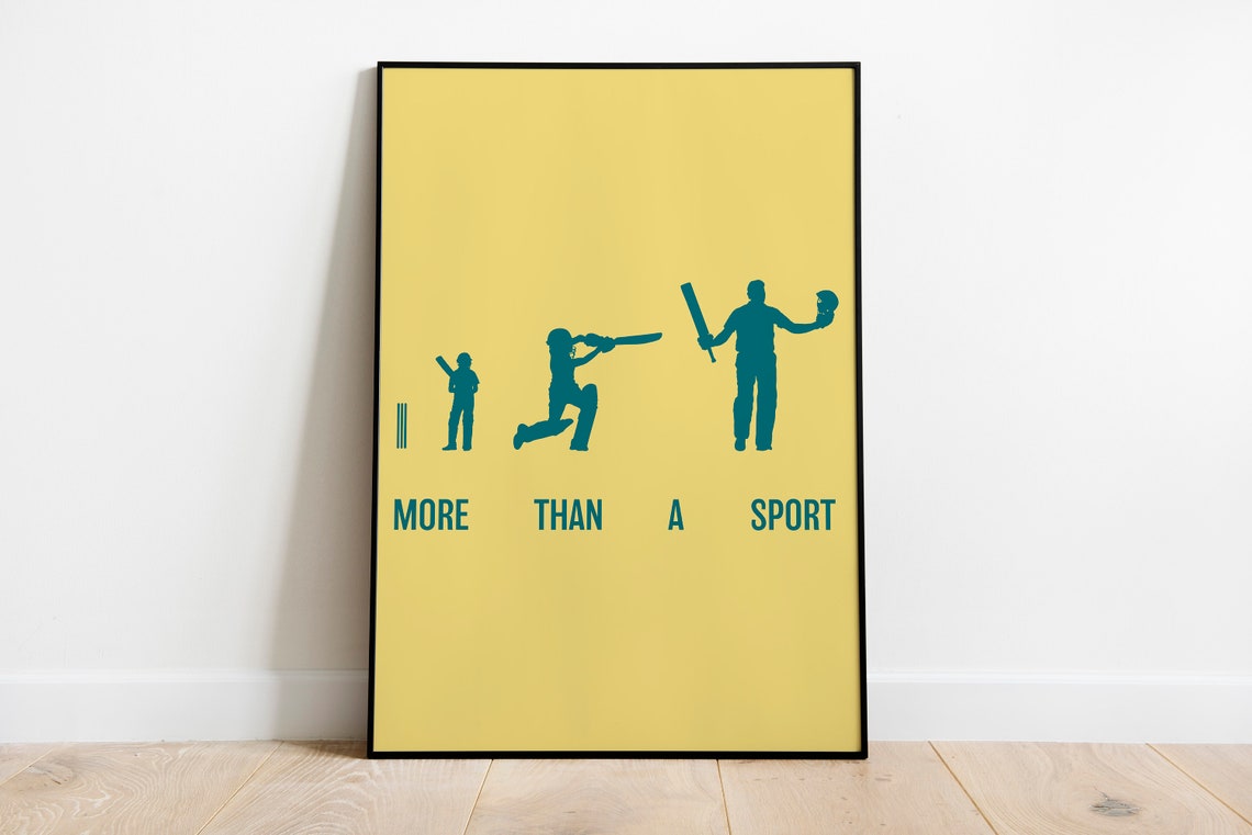 Cricket More Than A Sport Silhouette Quote Yellow Wall Poster