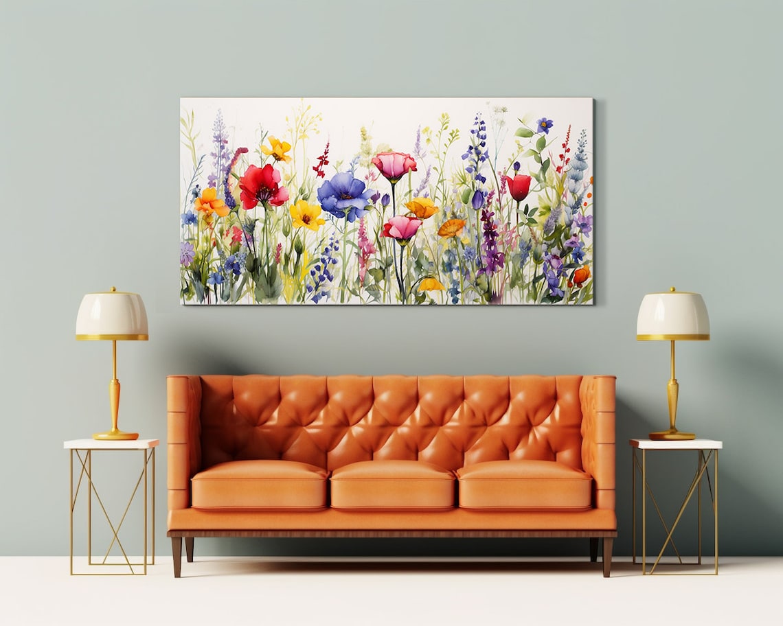 Spring Wildflowers Meadow Field Watercolor Art Print - Image 3