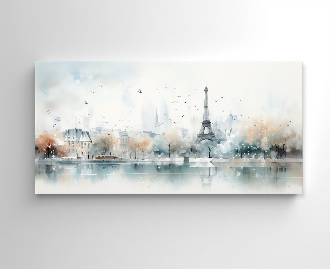 Winter In Paris Watercolor Art Print, City Skyline - Image 3