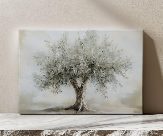 Green Olive Tree Vintage Oil Painting Art Print