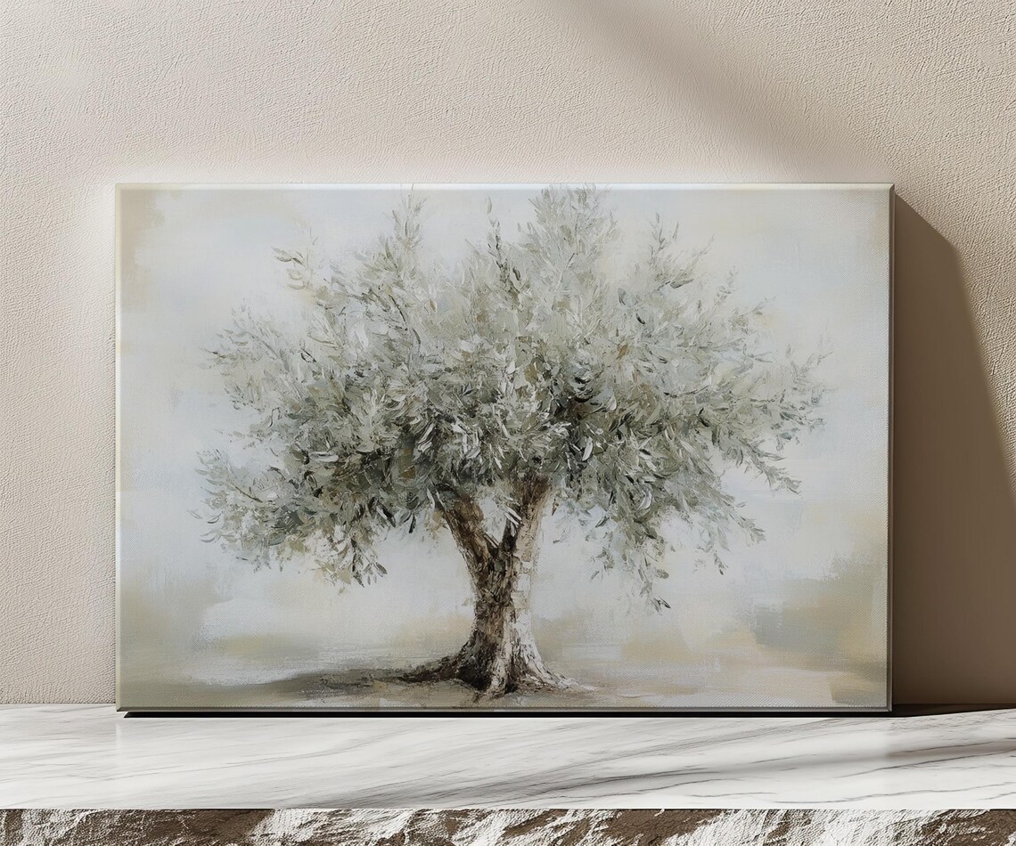 Green Olive Tree Vintage Oil Painting Art Print