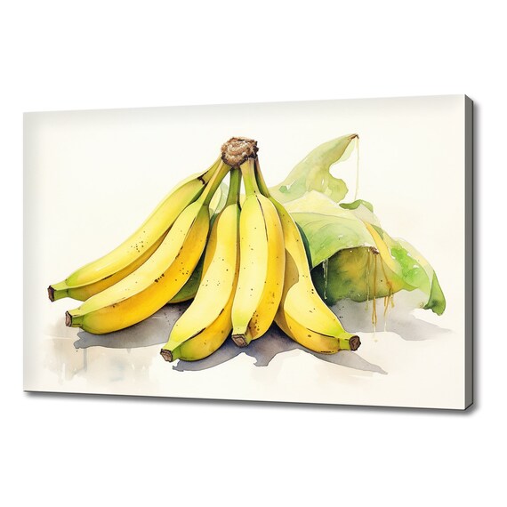 Banana Fruits Watercolour Painting Yellow Print Fruits Lover Gift Kitchen Restaurant Wall Art Print Colourful Fruits Wall Decor