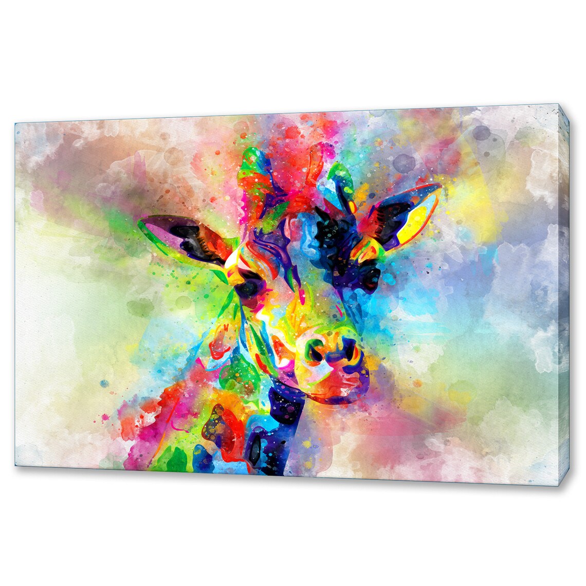 Giraffe Watercolor Art Print, Colorful Animals