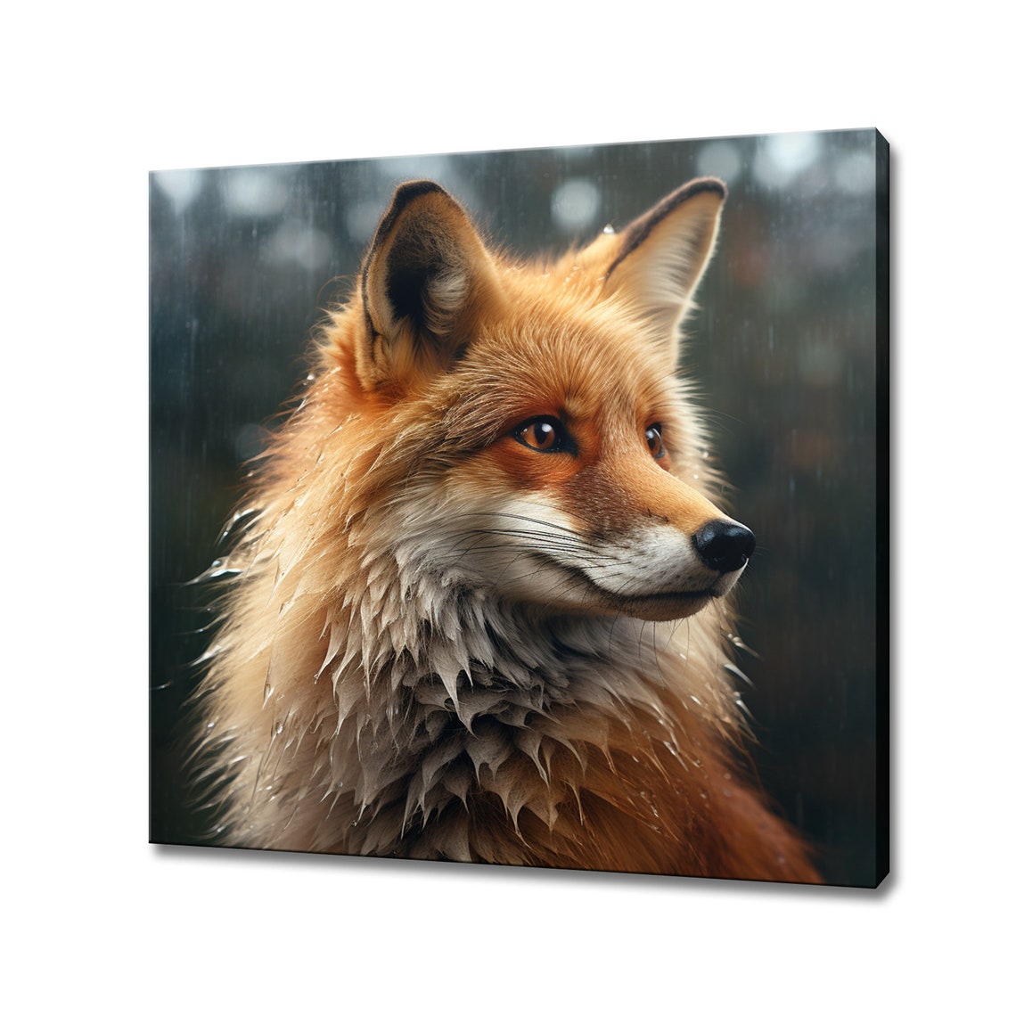 Majestic Red Fox Portrait Rainy Day Wildlife Close Up Poster