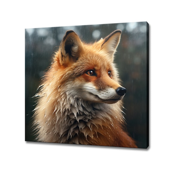 Majestic Red Fox Portrait Rainy Day Wildlife Close Up Poster
