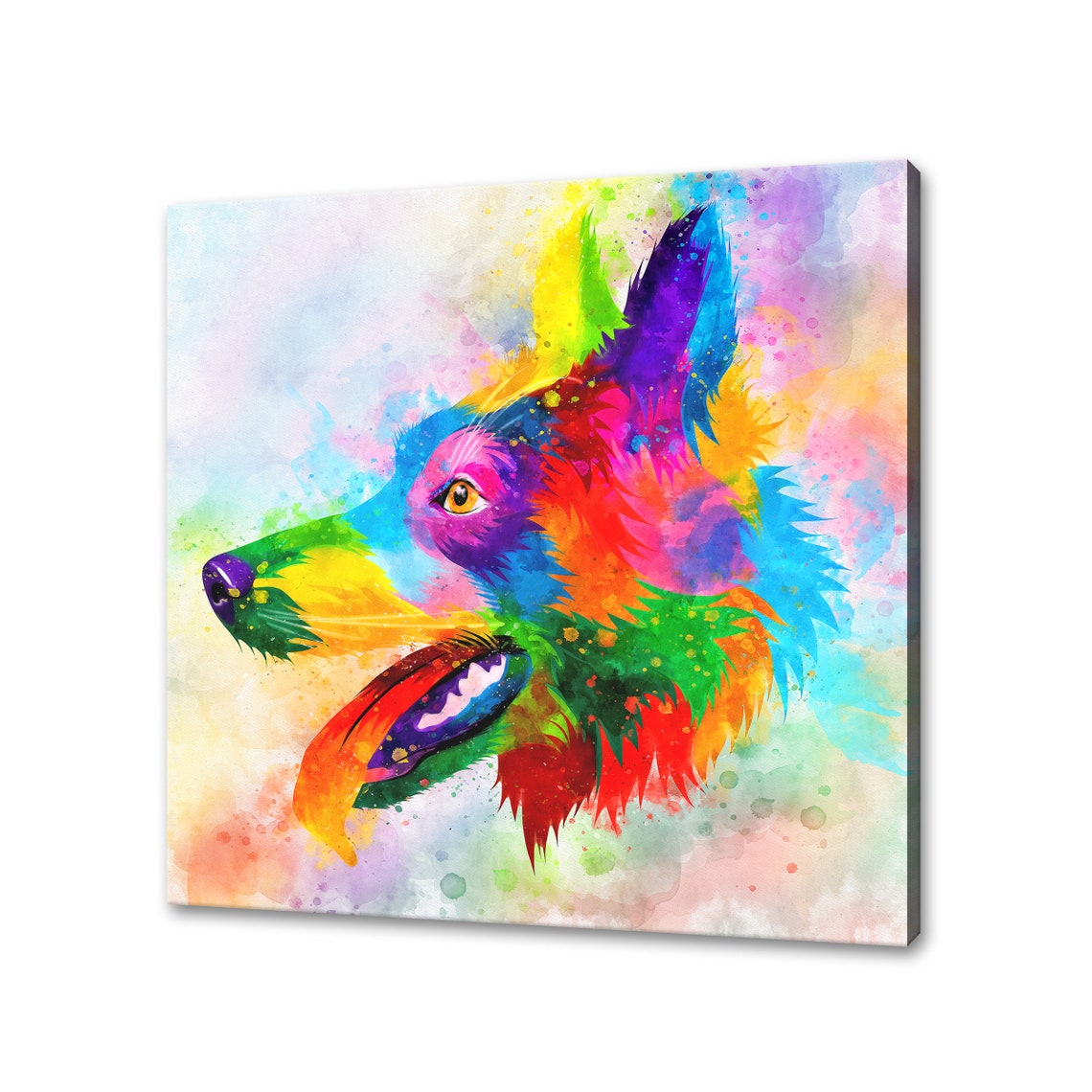 German Shepherd Dog Watercolour Splash Profile Pop Art Poster